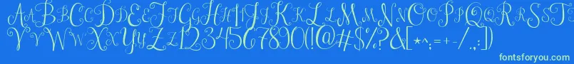 Fonte Jandastylishmonogram – fontes verdes em um fundo azul