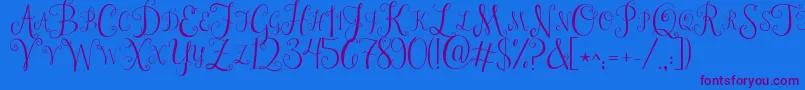 Jandastylishmonogram Font – Purple Fonts on Blue Background