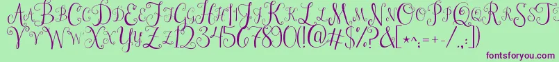 Jandastylishmonogram-Schriftart – Violette Schriften auf grünem Hintergrund