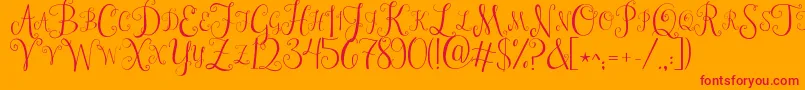 Jandastylishmonogram Font – Red Fonts on Orange Background