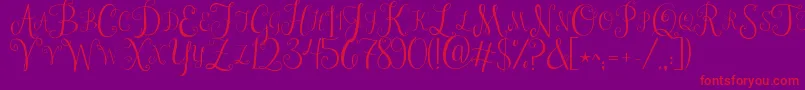 Jandastylishmonogram-Schriftart – Rote Schriften auf violettem Hintergrund