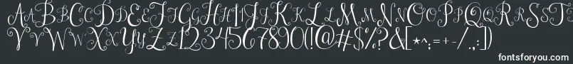 Jandastylishmonogram-fontti – valkoiset fontit mustalla taustalla