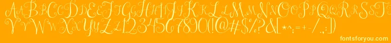 Jandastylishmonogram-Schriftart – Gelbe Schriften auf orangefarbenem Hintergrund