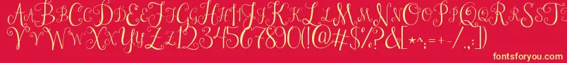 Jandastylishmonogram-Schriftart – Gelbe Schriften auf rotem Hintergrund