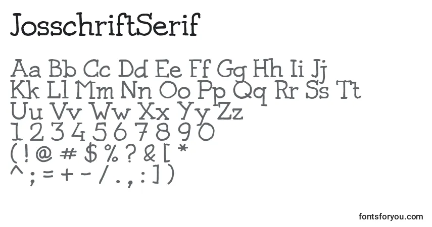 Fuente JosschriftSerif - alfabeto, números, caracteres especiales