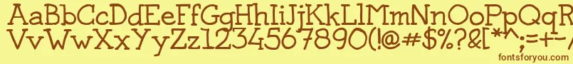 フォントJosschriftSerif – 茶色の文字が黄色の背景にあります。