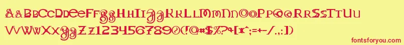 Toril-Schriftart – Rote Schriften auf gelbem Hintergrund