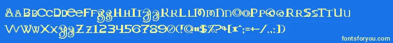 Toril-fontti – keltaiset fontit sinisellä taustalla