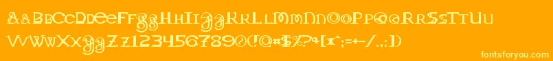 Toril-fontti – keltaiset fontit oranssilla taustalla