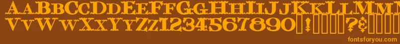 Chickenfarm Font – Orange Fonts on Brown Background