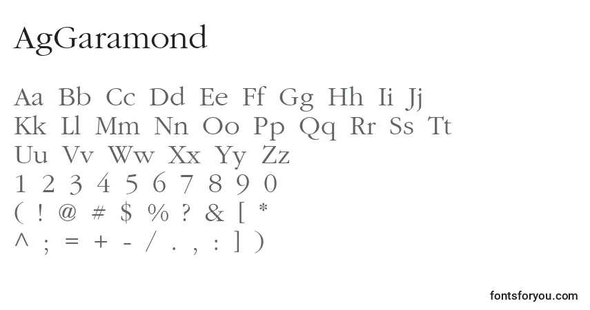 Czcionka AgGaramond – alfabet, cyfry, specjalne znaki