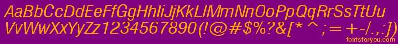 MilfI-Schriftart – Orangefarbene Schriften auf violettem Hintergrund