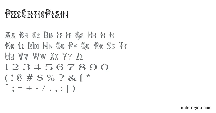 A fonte PeesCelticPlain – alfabeto, números, caracteres especiais