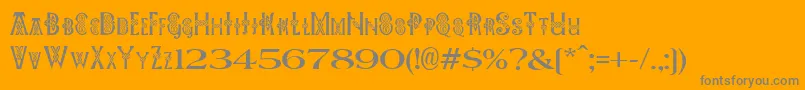 PeesCelticPlain-Schriftart – Graue Schriften auf orangefarbenem Hintergrund