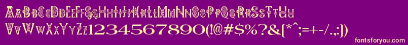 フォントPeesCelticPlain – 紫の背景に黄色のフォント