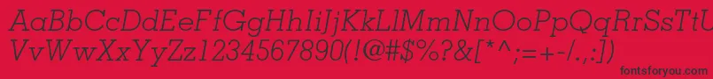 Czcionka MemphisltstdLightitalic – czarne czcionki na czerwonym tle