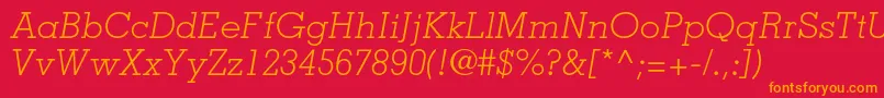 MemphisltstdLightitalic Font – Orange Fonts on Red Background