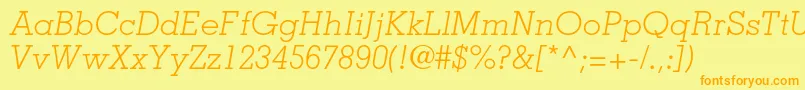 MemphisltstdLightitalic Font – Orange Fonts on Yellow Background