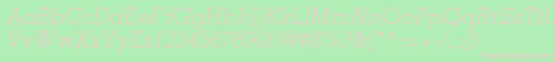 Шрифт MemphisltstdLightitalic – розовые шрифты на зелёном фоне