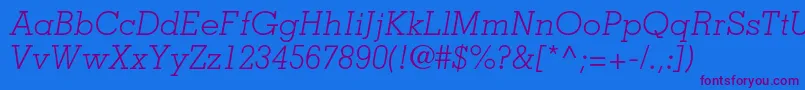 MemphisltstdLightitalic Font – Purple Fonts on Blue Background