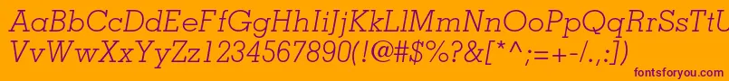 MemphisltstdLightitalic Font – Purple Fonts on Orange Background