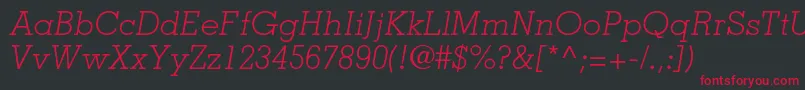 MemphisltstdLightitalic Font – Red Fonts on Black Background