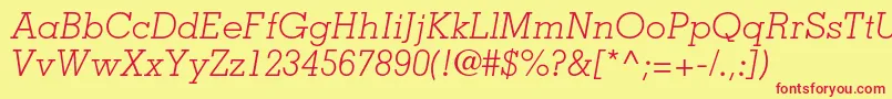 MemphisltstdLightitalic-fontti – punaiset fontit keltaisella taustalla