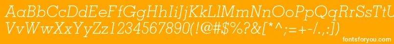 MemphisltstdLightitalic Font – White Fonts on Orange Background