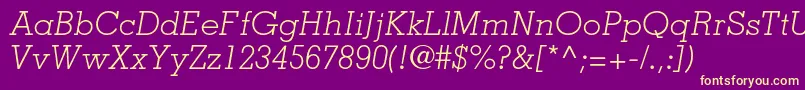 MemphisltstdLightitalic Font – Yellow Fonts on Purple Background