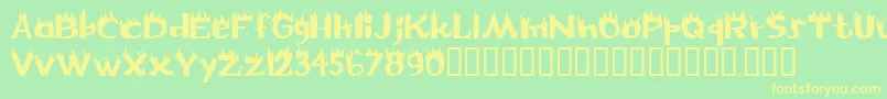 フォントFlame – 黄色の文字が緑の背景にあります