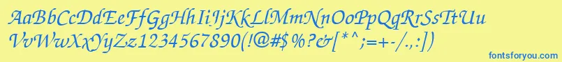 Zapfchanceryctt Font – Blue Fonts on Yellow Background