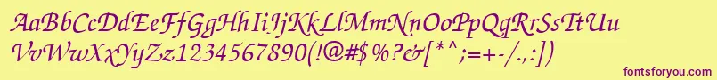 Zapfchanceryctt Font – Purple Fonts on Yellow Background