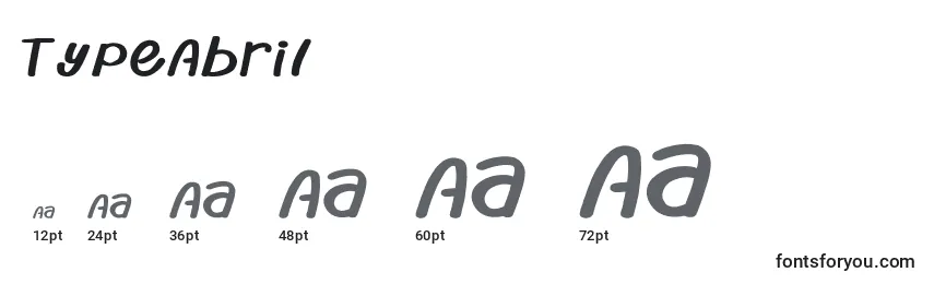 TypeAbril-fontin koot