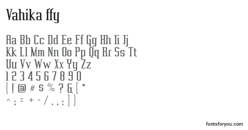 Schriftart Vahika ffy – Alphabet, Zahlen, spezielle Symbole