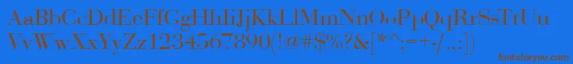 BodoniDisplayRegular-Schriftart – Braune Schriften auf blauem Hintergrund