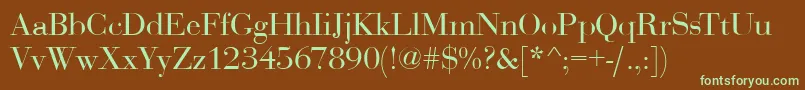 BodoniDisplayRegular-fontti – vihreät fontit ruskealla taustalla