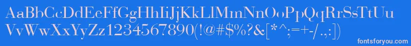 BodoniDisplayRegular-fontti – vaaleanpunaiset fontit sinisellä taustalla