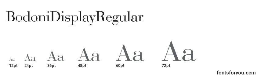 Размеры шрифта BodoniDisplayRegular