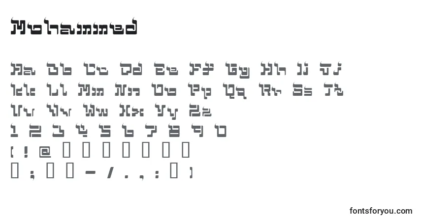 Czcionka Mohammed – alfabet, cyfry, specjalne znaki