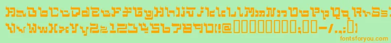 Mohammed-Schriftart – Orangefarbene Schriften auf grünem Hintergrund