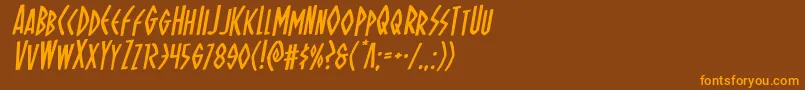 Ohmightyisisrotal-Schriftart – Orangefarbene Schriften auf braunem Hintergrund
