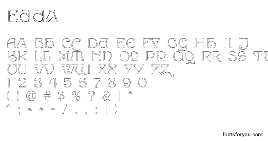 Schriftart Edda – Alphabet, Zahlen, spezielle Symbole