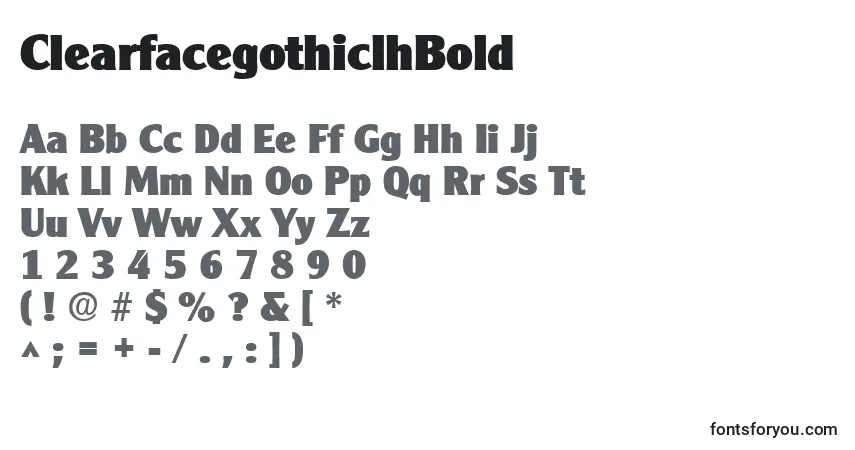 Czcionka ClearfacegothiclhBold – alfabet, cyfry, specjalne znaki