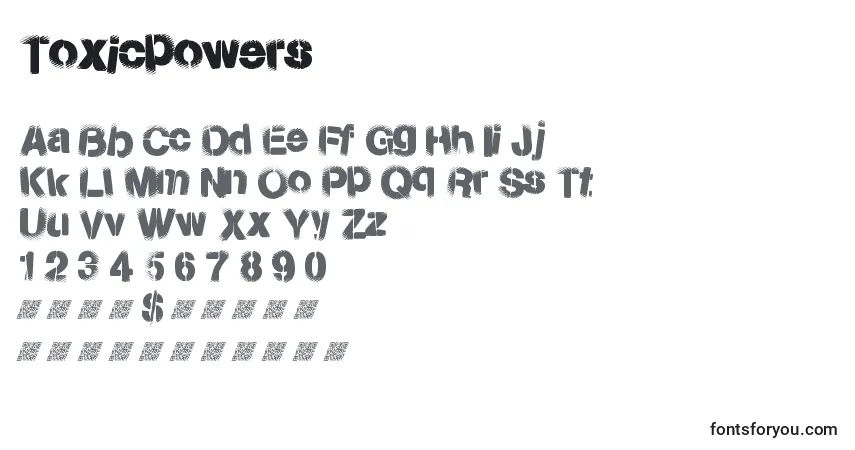 Toxicpowers-fontti – aakkoset, numerot, erikoismerkit
