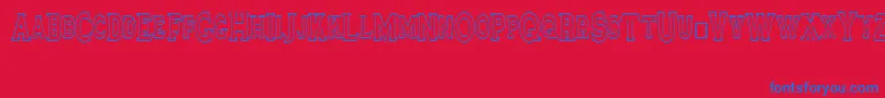 Tinplatetitlingnarrow-Schriftart – Blaue Schriften auf rotem Hintergrund