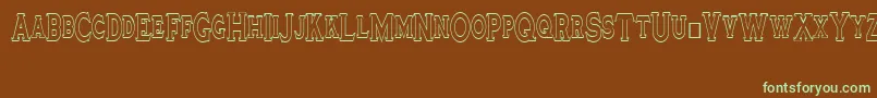 Шрифт Tinplatetitlingnarrow – зелёные шрифты на коричневом фоне