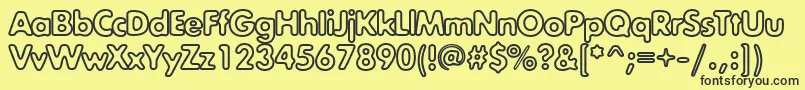 フォントExposureoutlinec – 黒い文字の黄色い背景