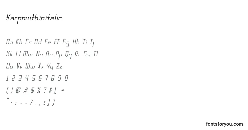 Шрифт Karpowthinitalic – алфавит, цифры, специальные символы
