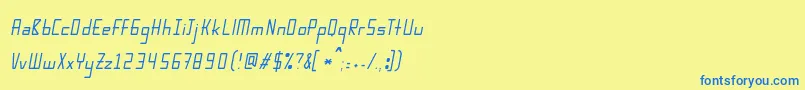 フォントKarpowthinitalic – 青い文字が黄色の背景にあります。