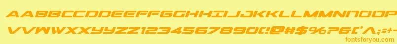 Outridercondboldital-Schriftart – Orangefarbene Schriften auf gelbem Hintergrund